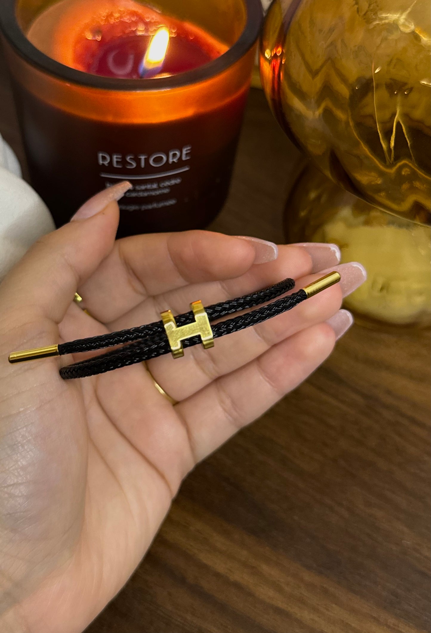 BRACELET JONC MARINA NOIR AJUSTABLE