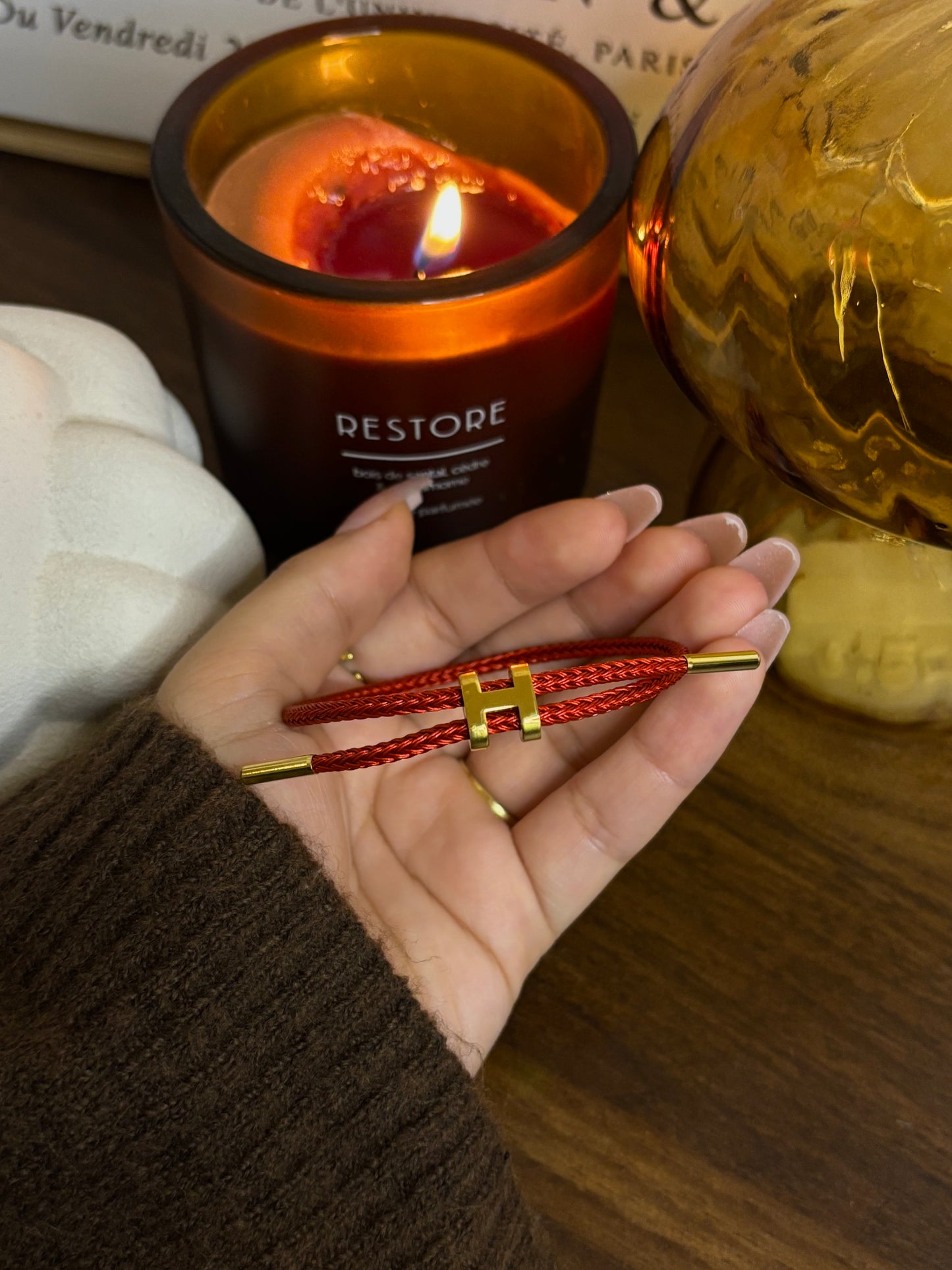 BRACELET JONC MARINA ROUGE AJUSTABLE